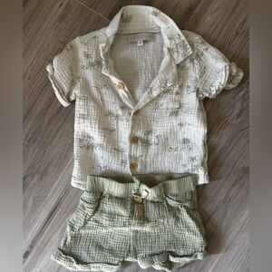 Rachel Zoe Textured White and Green Top. Palm trees size 4T